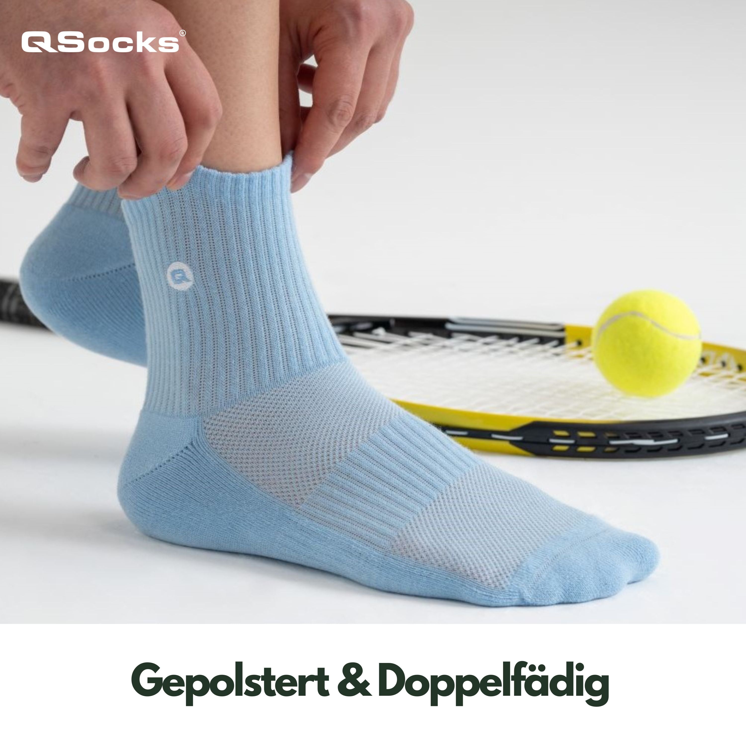 Quarter Mittelhohe Socken gepolstert für Damen und Herren 4X Paar