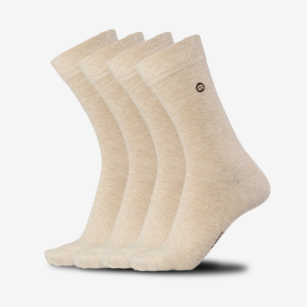 Business Anzugsocken aus Bio-Baumwolle Beige 4X Paar QOLONIA