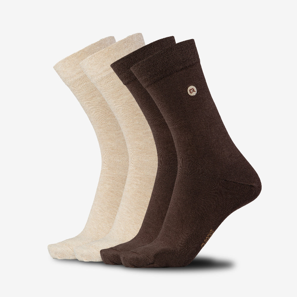 Business Anzugsocken aus Bio-Baumwolle Beige Braun 4X Paar QOLONIA
