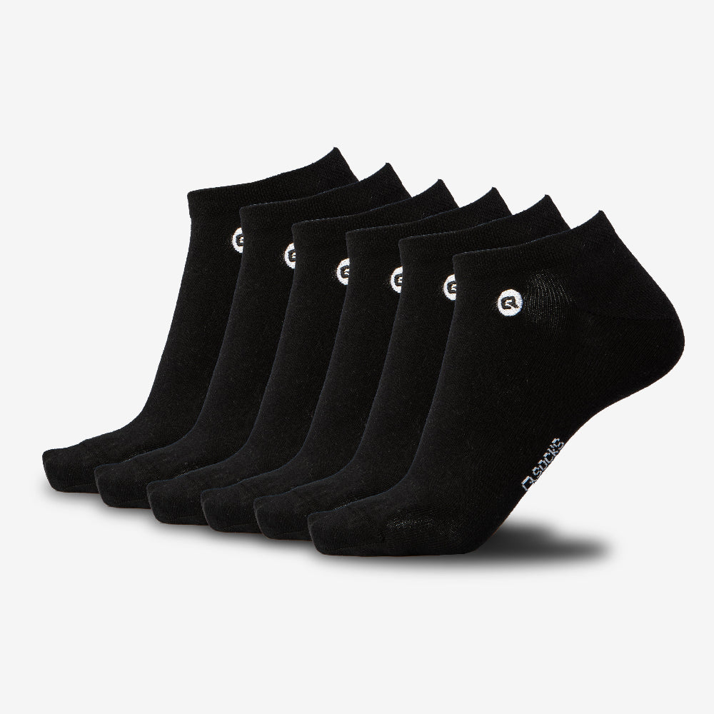 Dunne Sneaker Socken Schwarz 6X Paar QOLONIA