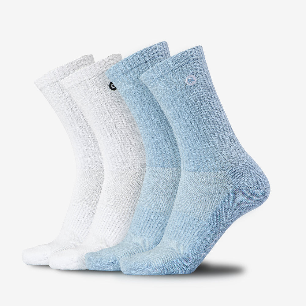 Tennissocken Crew Sportsocken Babyblau Weiß 4X Paar