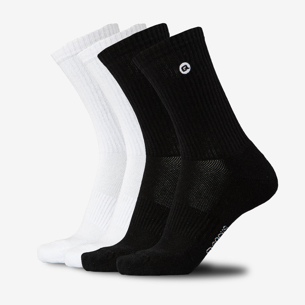 Tennissocken Crew Sportsocken Weiss Schwarz 4X Paar