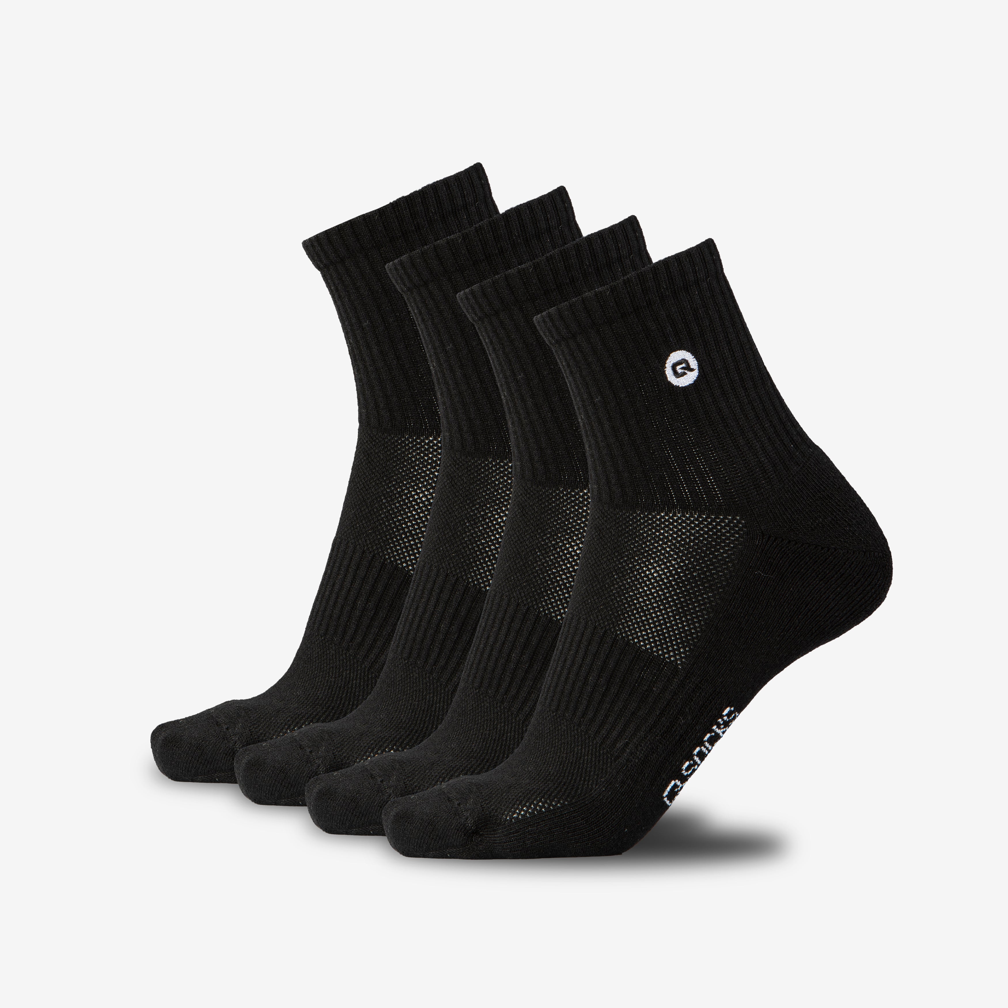 Mittelhohe Quarter Socken Schwarz 4 paar